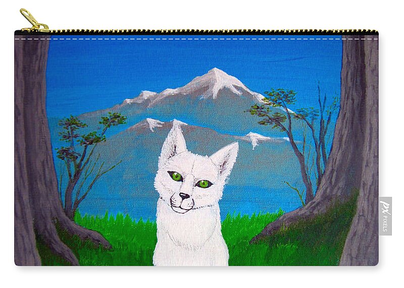 Kitsune Zip Pouch featuring the painting The Die of Fate by Rohvannyn Shaw