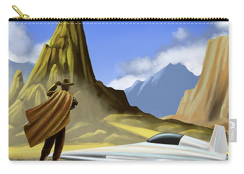 Western Zip Pouch featuring the digital art The Drifter by Rohvannyn Shaw