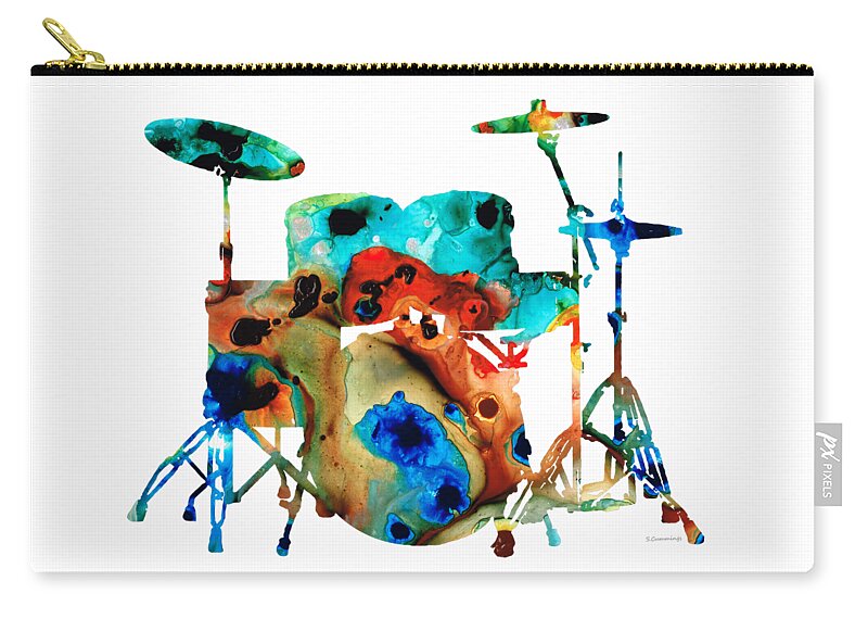 Drum Carry-all Pouch featuring the painting The Drums - Music Art By Sharon Cummings by Sharon Cummings