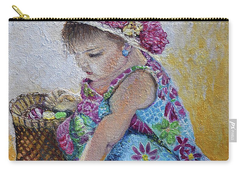 Easter Zip Pouch featuring the painting The Easter Bonnet by Toni Willey