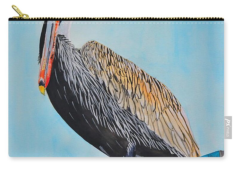 Pelican Zip Pouch featuring the painting The Elegant Mrs. Pelican by John W Walker