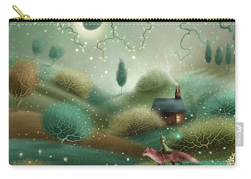 Landscape Zip Pouch featuring the painting The Fairy and the Fox by Joe Gilronan