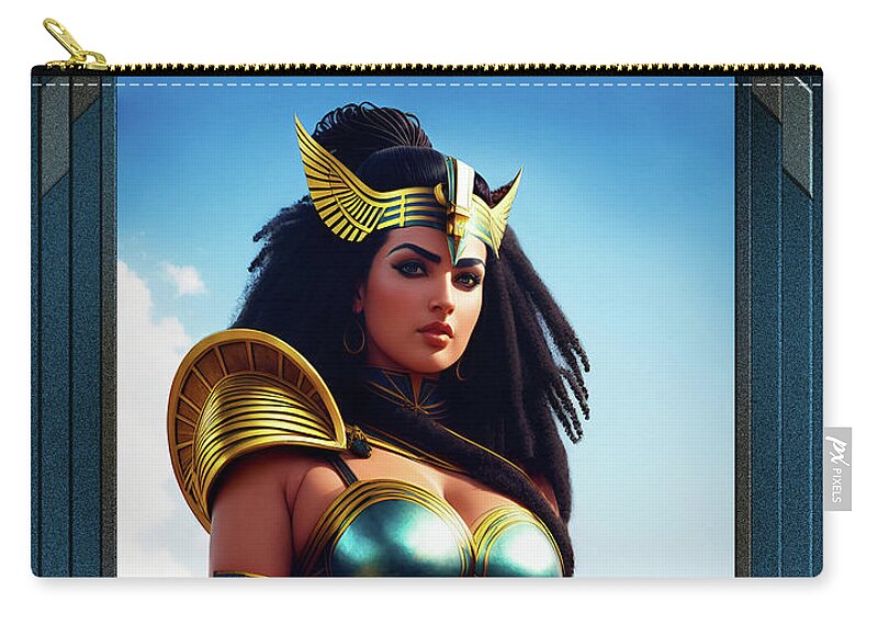 The Falcon Queen Of Rhinearion Zip Pouch featuring the painting The Falcon Queen Of Rhinearion AI Concept Art by Xzendor7 by Xzendor7