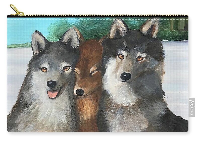 Wolf Carry-all Pouch featuring the painting The Family by Deborah Naves