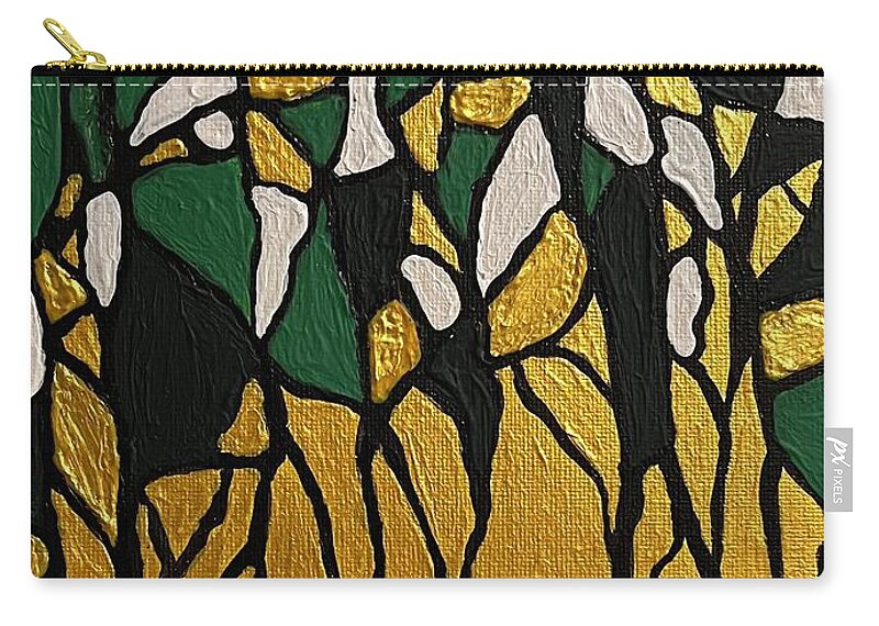 Gold Zip Pouch featuring the painting The Final Gold-Green Impression by Alina Deica