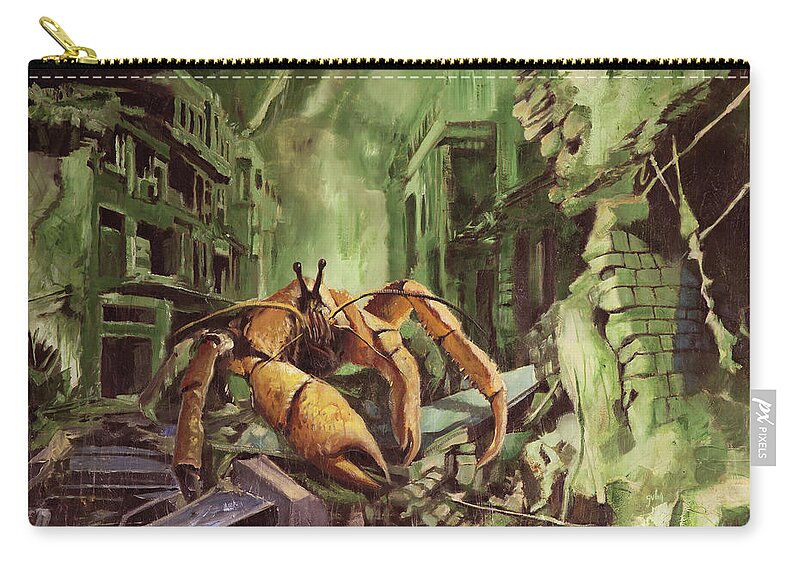 Destruction Zip Pouch featuring the painting The Final Judgement by Sv Bell