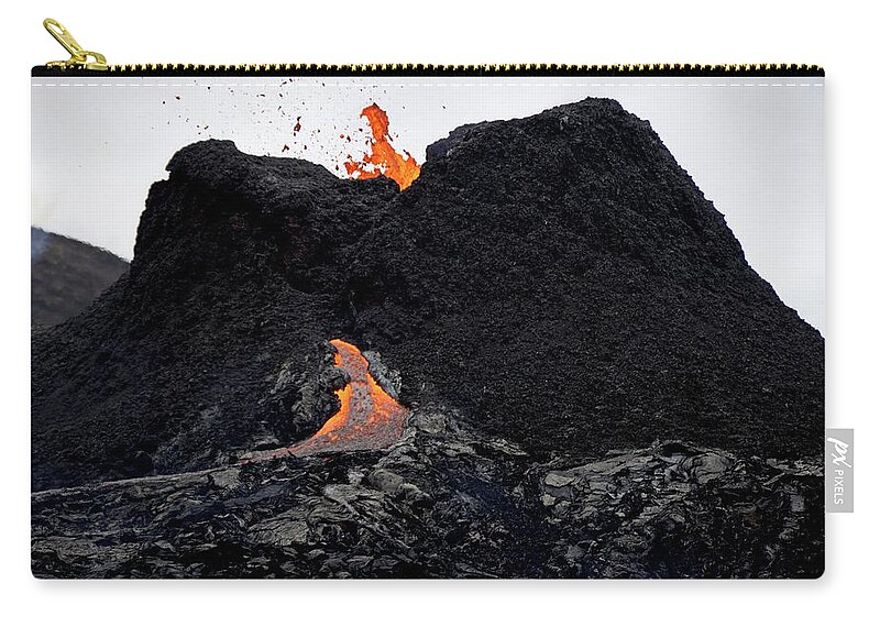 Volcano Zip Pouch featuring the photograph The first vent by Christopher Mathews