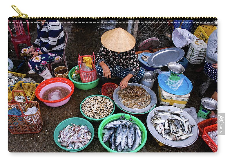 Market Carry-all Pouch featuring the photograph Catch Of The Day - Street Market Vendor, Vietnam by Earth And Spirit