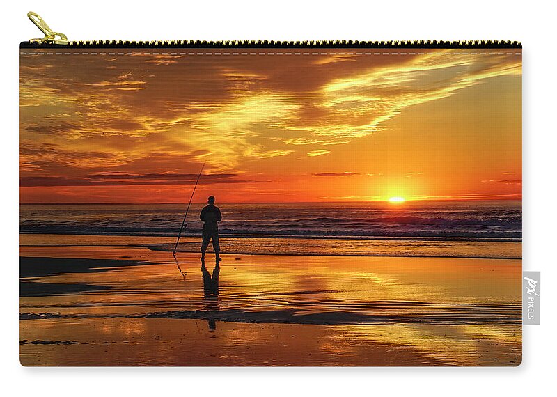 Ogunquit Beach Zip Pouch featuring the photograph The Fisherman by Penny Polakoff