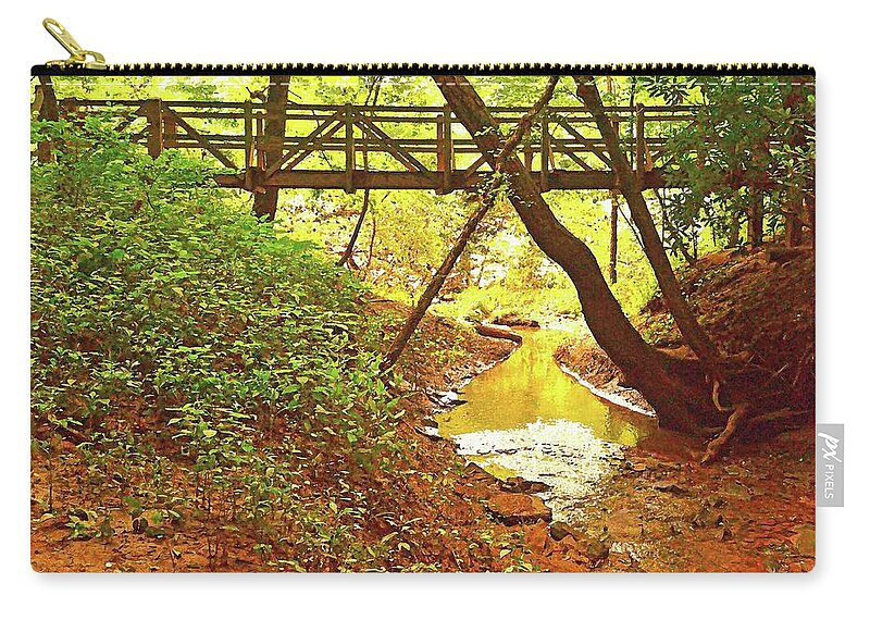 Footbridge Carry-all Pouch featuring the photograph The Footbridge in the Woods by Stacie Siemsen