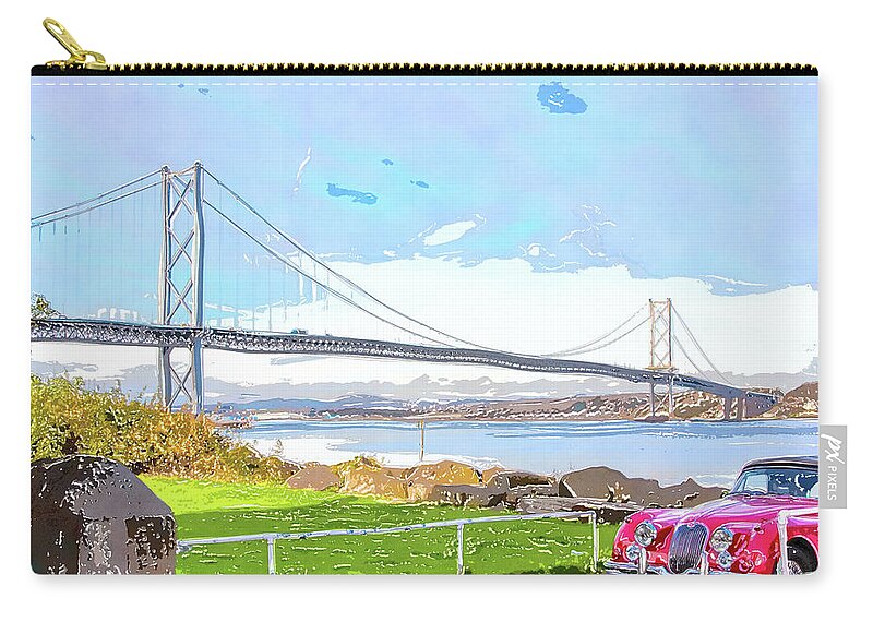 The Forth Suspension Bridge Carry-all Pouch featuring the digital art The Forth Suspension Bridge by SnapHappy Photos