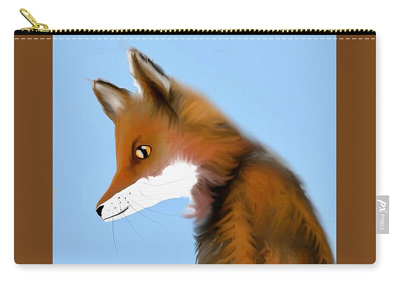 Fox Carry-all Pouch featuring the digital art The fox by Elaine Rose Hayward