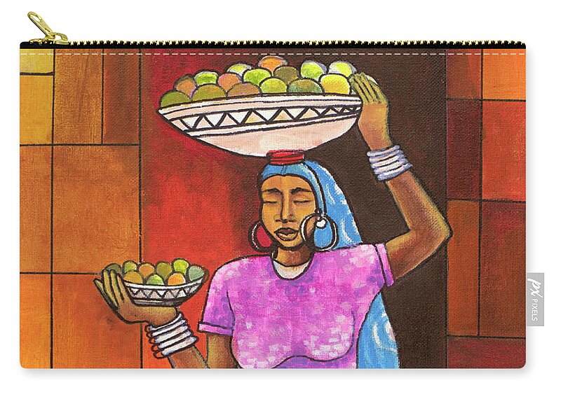 African American Art Zip Pouch featuring the painting The Fruit Bearer by Darlington Ike