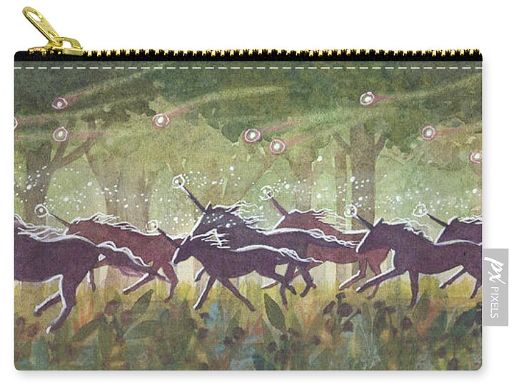 Unicorns Zip Pouch featuring the painting The Gallop by Sara Burrier