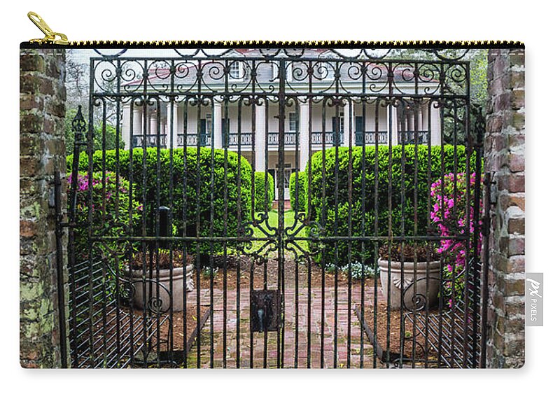 Plantation House Zip Pouch featuring the photograph The Garden Gate by Tim Mulina