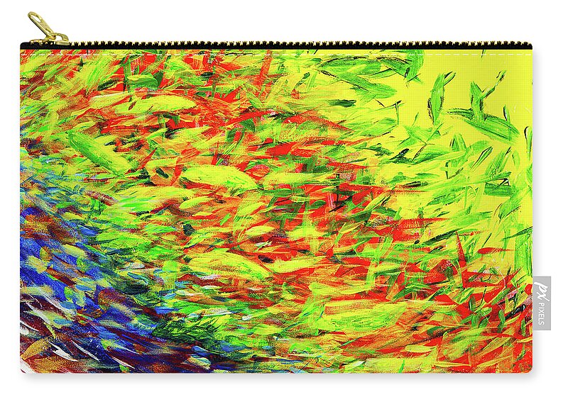 Abstract Zip Pouch featuring the digital art The Gathering - Colorful Abstract Contemporary Acrylic Painting by Sambel Pedes