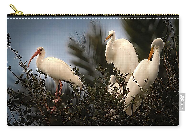 Birds Zip Pouch featuring the photograph The Gathering by Larry Marshall