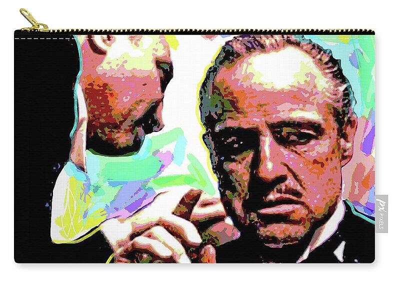 Movie Stars Zip Pouch featuring the painting The Godfather - Marlon Brando by David Lloyd Glover