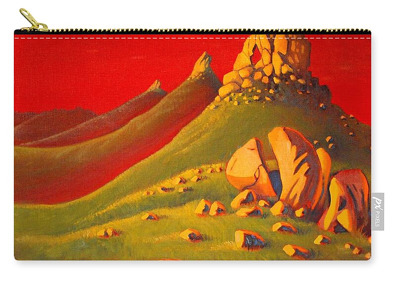 Red Zip Pouch featuring the painting The Good Side by Franci Hepburn