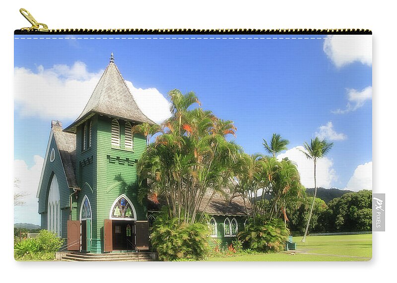 Palm Tree Carry-all Pouch featuring the photograph The Green Waioli Hula Church by Robert Carter
