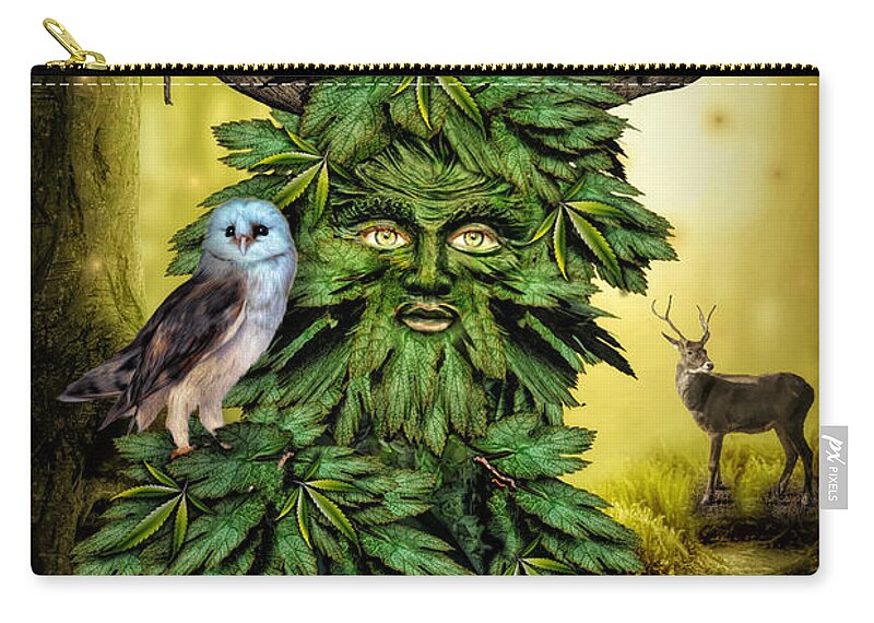 Greenman Zip Pouch featuring the digital art The Greenman by Diana Haronis