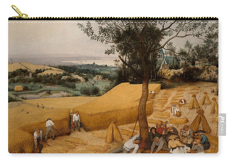 Netherlandish Painters Zip Pouch featuring the painting The Harvesters, 1565 by Pieter Bruegel the Elder
