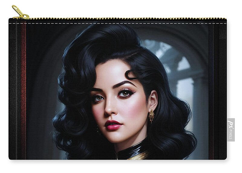 Ai Art Zip Pouch featuring the painting The Havenshaw, Lady Oosternic Captivating AI Concept Art Portrait by Xzendor7 by Xzendor7