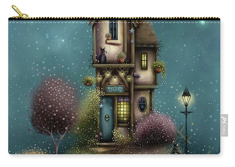 Magic House Zip Pouch featuring the painting The House of a Thousand Stars by Joe Gilronan