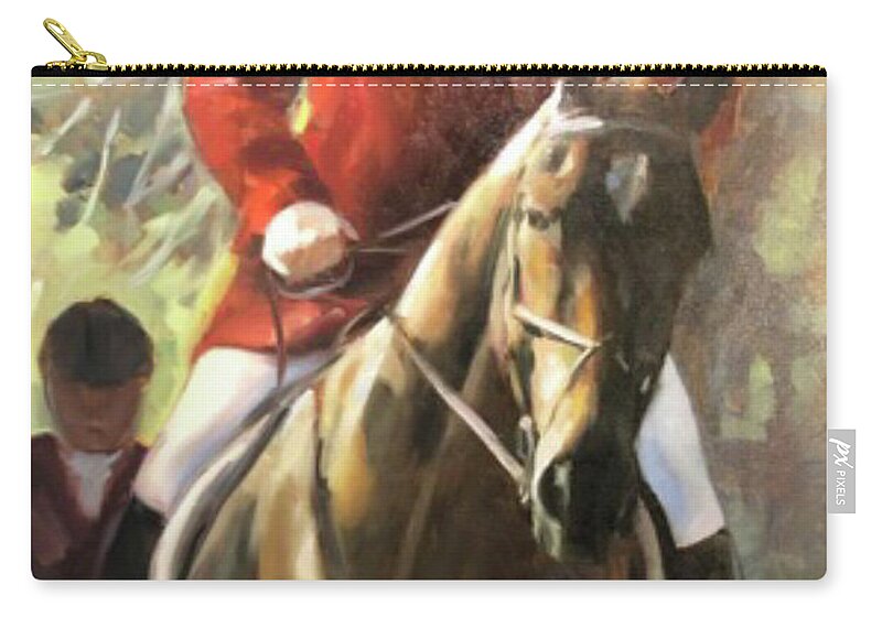 Horse Zip Pouch featuring the painting The hunt master by Susan Bradbury