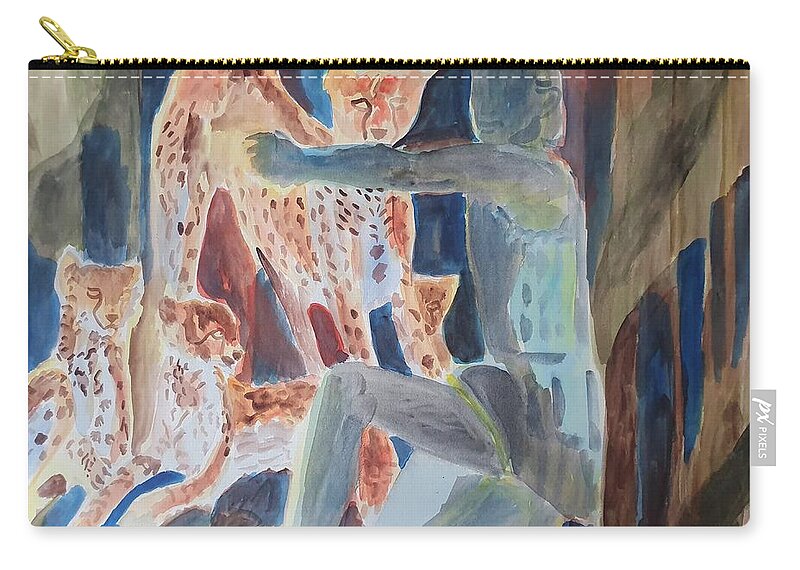 Masterpiece Paintings Zip Pouch featuring the painting The Hunter by Enrico Garff