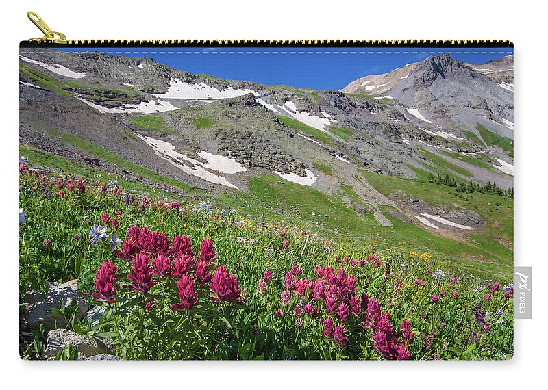 13er Zip Pouch featuring the photograph The Indian Paintbrush of Imogene Pass by Bridget Calip