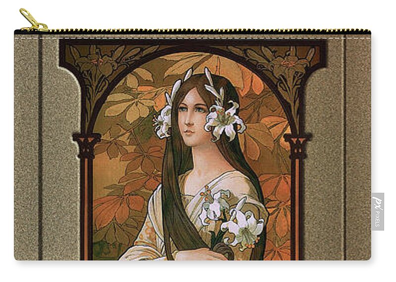 The Innocent Swan Zip Pouch featuring the painting The Innocent Swan by Elisabeth Sonrel by Rolando Burbon