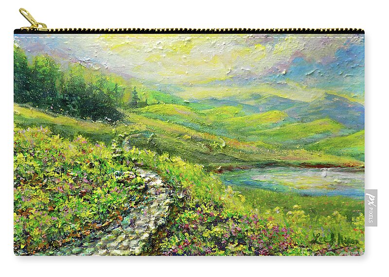 Landscape Zip Pouch featuring the painting The Journey To Serenity by Lee Nixon
