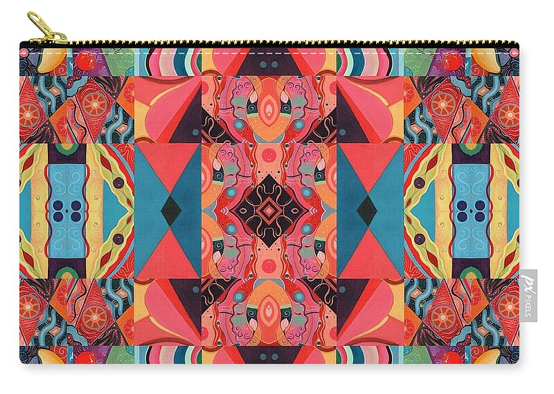 The Joy Of Design Mandala Series Puzzle 8 Arrangement 4 By Helena Tiainen Zip Pouch featuring the painting The Joy of Design Mandala Series Puzzle 8 Arrangement 4 by Helena Tiainen