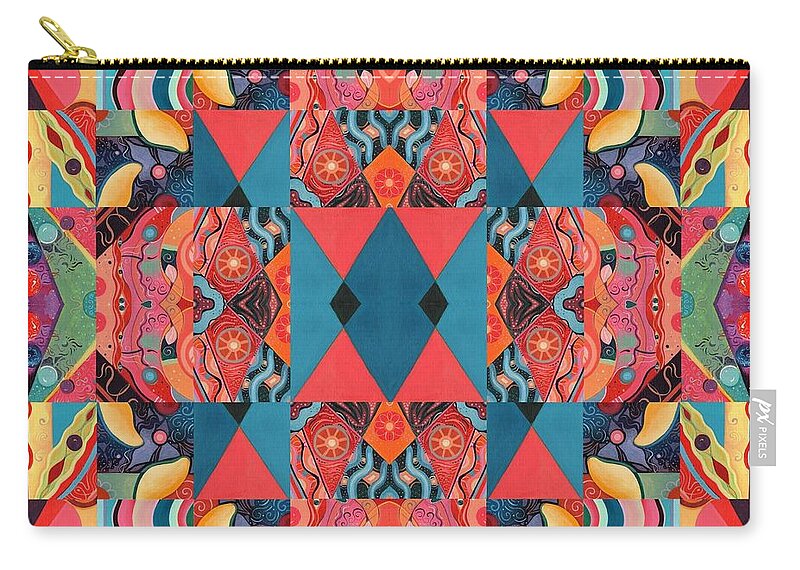 The Joy Of Design Mandala Series Puzzle 8 Arrangement 5 By Helena Tiainen Carry-all Pouch featuring the painting The Joy of Design Mandala Series Puzzle 8 Arrangement 5 by Helena Tiainen