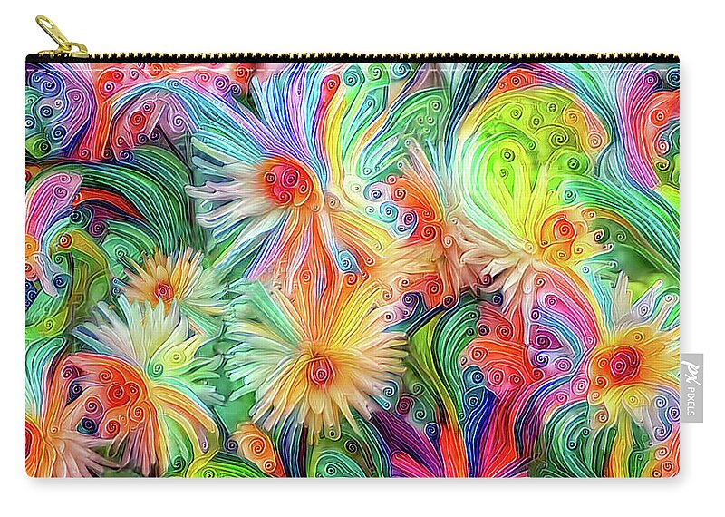 Dahlias Zip Pouch featuring the digital art The Joy of Gardening - Dahlia Flowers by Peggy Collins