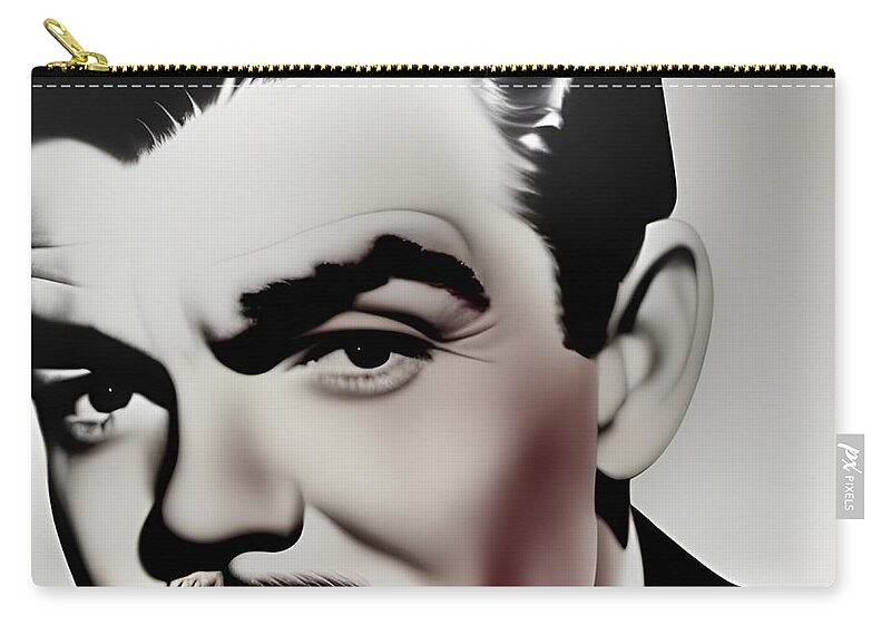 Digital King Hollywood Clark Gable Actor Zip Pouch featuring the digital art The King of Hollywood by Beverly Read