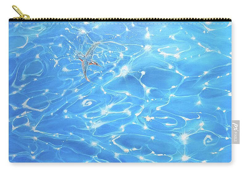 Kingfisher Zip Pouch featuring the painting The Kingfishers Larder by Gill Bustamante