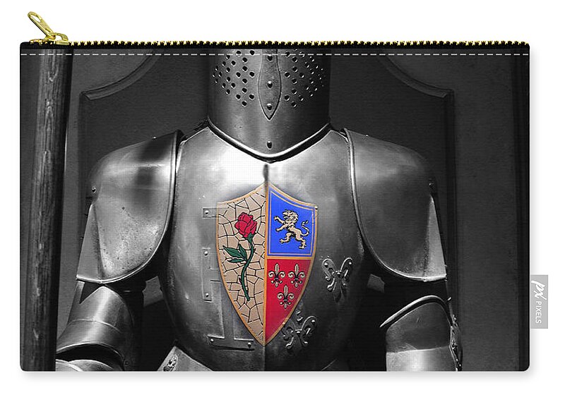 Knight Zip Pouch featuring the photograph The Knight of the Rose by David Lee Thompson