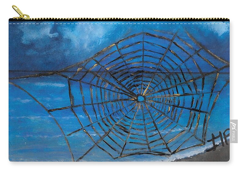Spider Zip Pouch featuring the painting The Knit of Nature by Esoteric Gardens KN