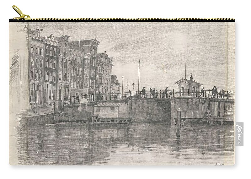 Tournament Zip Pouch featuring the painting The Kraansluis in Amsterdam, Willem Witsen, 1870 by MotionAge Designs