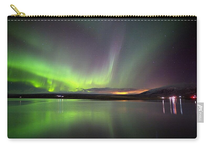 Iceland Zip Pouch featuring the photograph The Lady and the Lake by Christopher Mathews