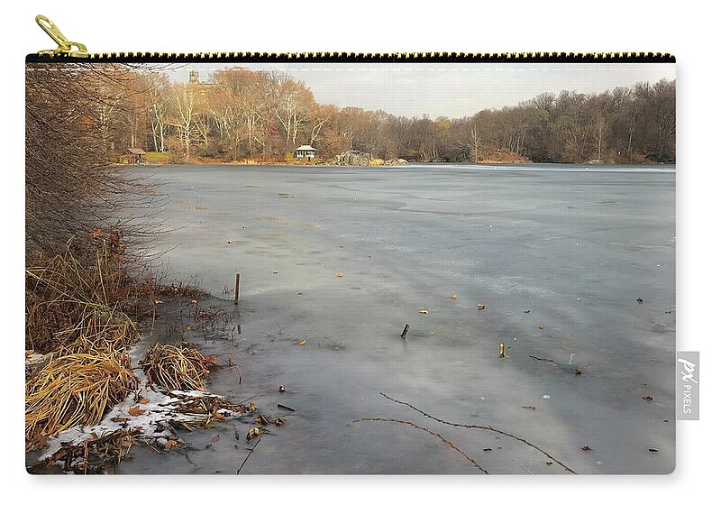  Carry-all Pouch featuring the photograph The Lake in December by Judy Frisk