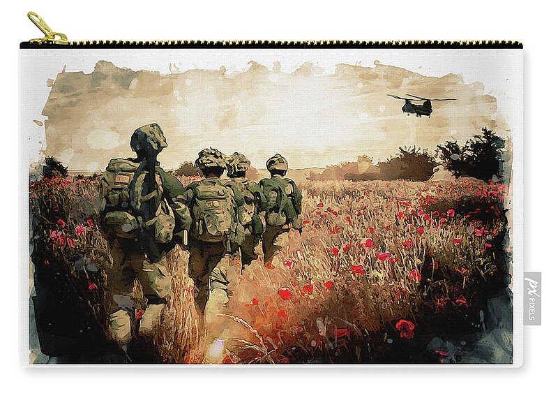 Soldiers And Poppies Zip Pouch featuring the digital art The Last Ride by Airpower Art