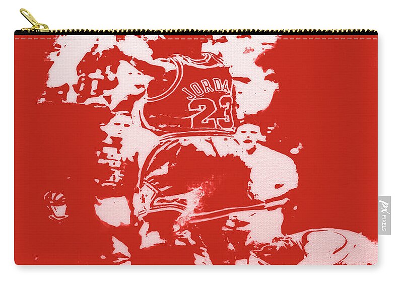 Michael Jordan Zip Pouch featuring the mixed media The Last Shot by Brian Reaves