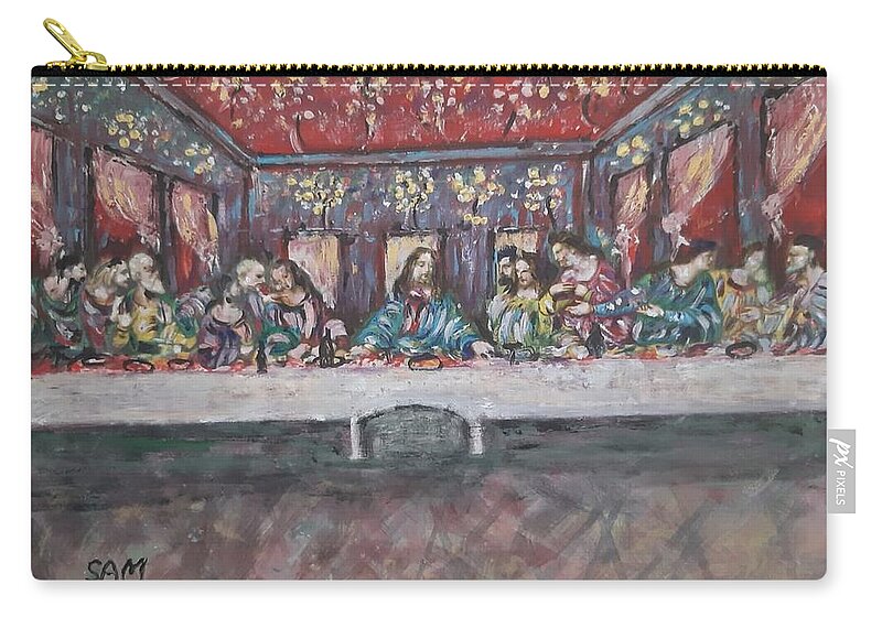 Iconic Painting Zip Pouch featuring the painting The Last Supper by Sam Shaker