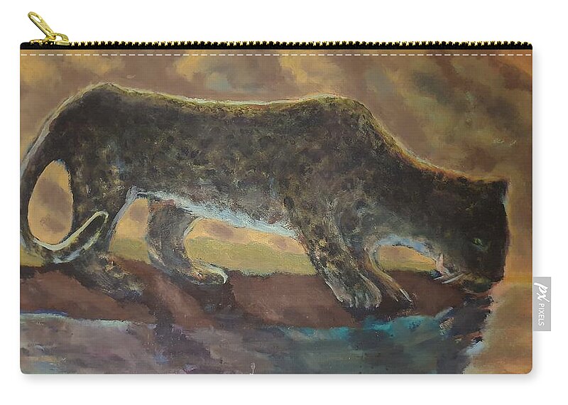 Leopard Zip Pouch featuring the painting The Leopard by Enrico Garff