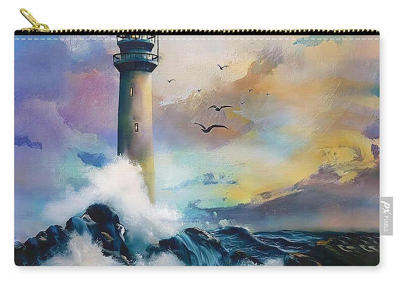 Lighthouse Zip Pouch featuring the painting The Light House art 34 by Gull G
