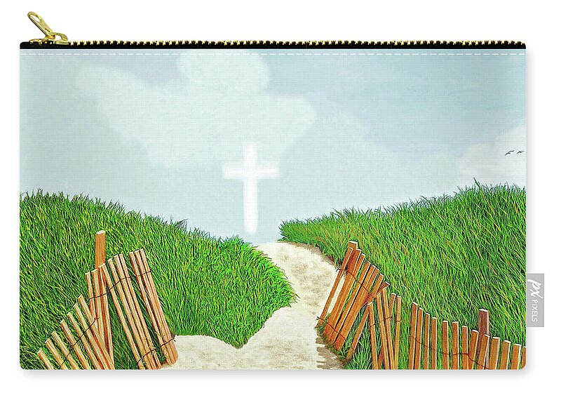 Cross Zip Pouch featuring the painting THE LIGHT OF CHRIST -view 3 of 4-decor-more by Mary Grden