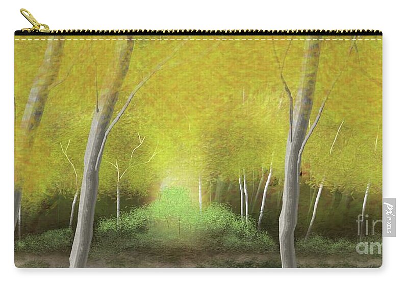 Trees Zip Pouch featuring the digital art The Light of Heaven  By Julie Grimshaw 2021 by Julie Grimshaw